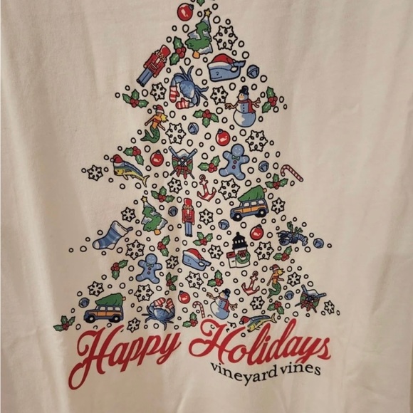 COPY - Vineyard Vines Kid’s Christmas Holiday Icons Tree White L/S Size 7 T-Shi… - Picture 5 of 6